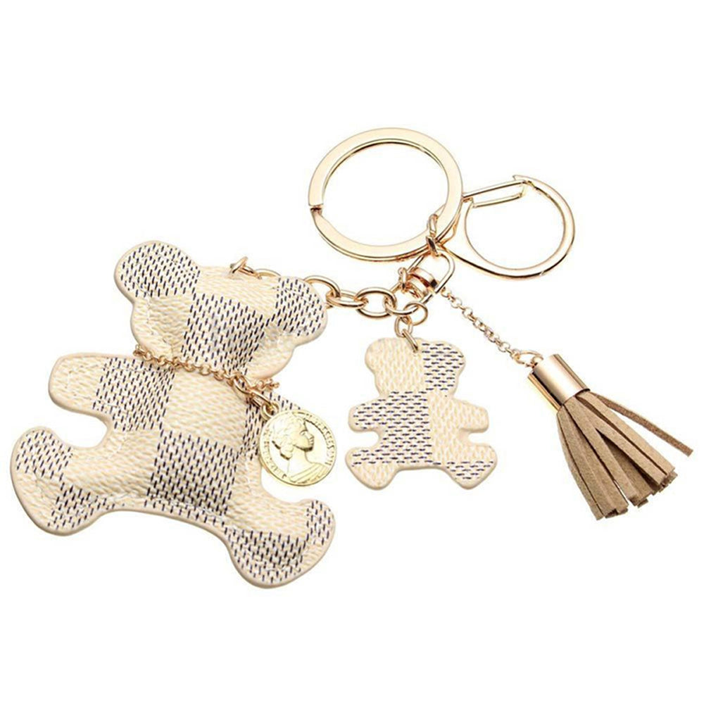 Pookie Checkered Double Teddy Bear Keychain with Tassel – MyBodiArt