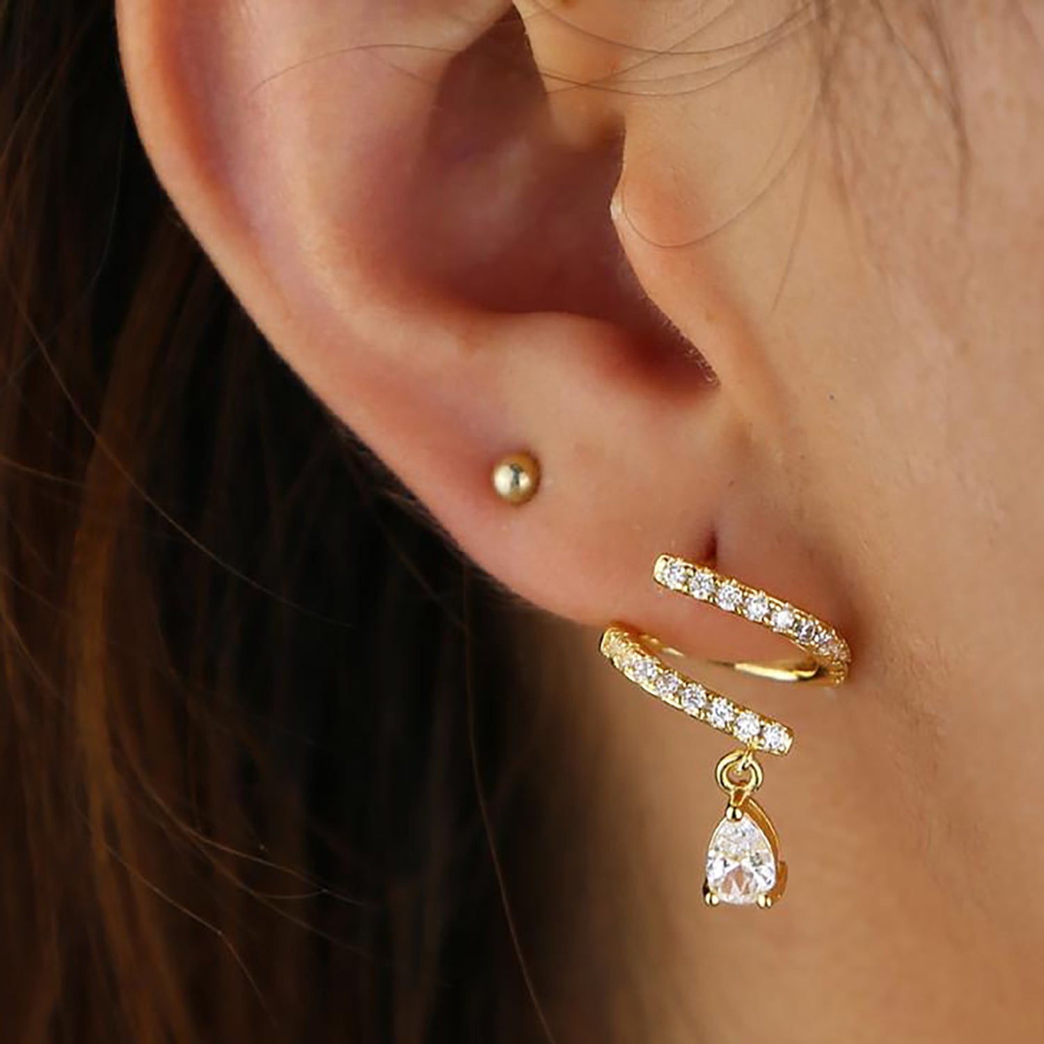 Angelica Spiral Crystal Drop Stud Earrings – MyBodiArt