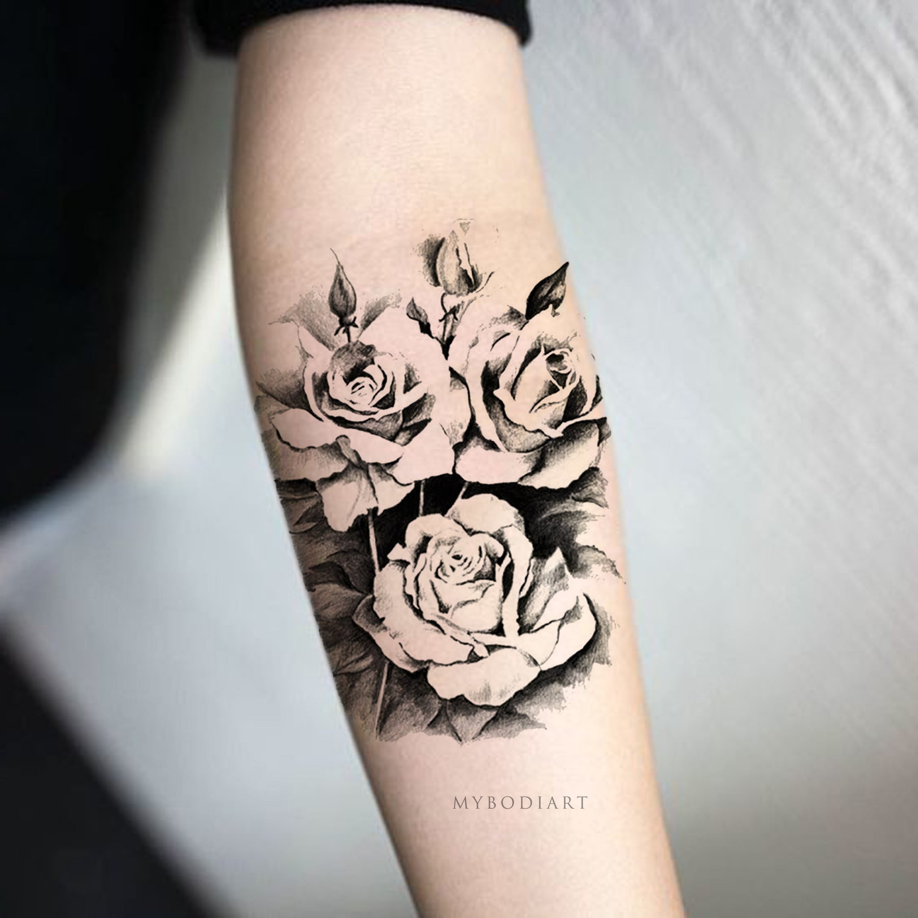 Buy Black and White Roses Sleeve Temporary Tattoo Online in India  Etsy