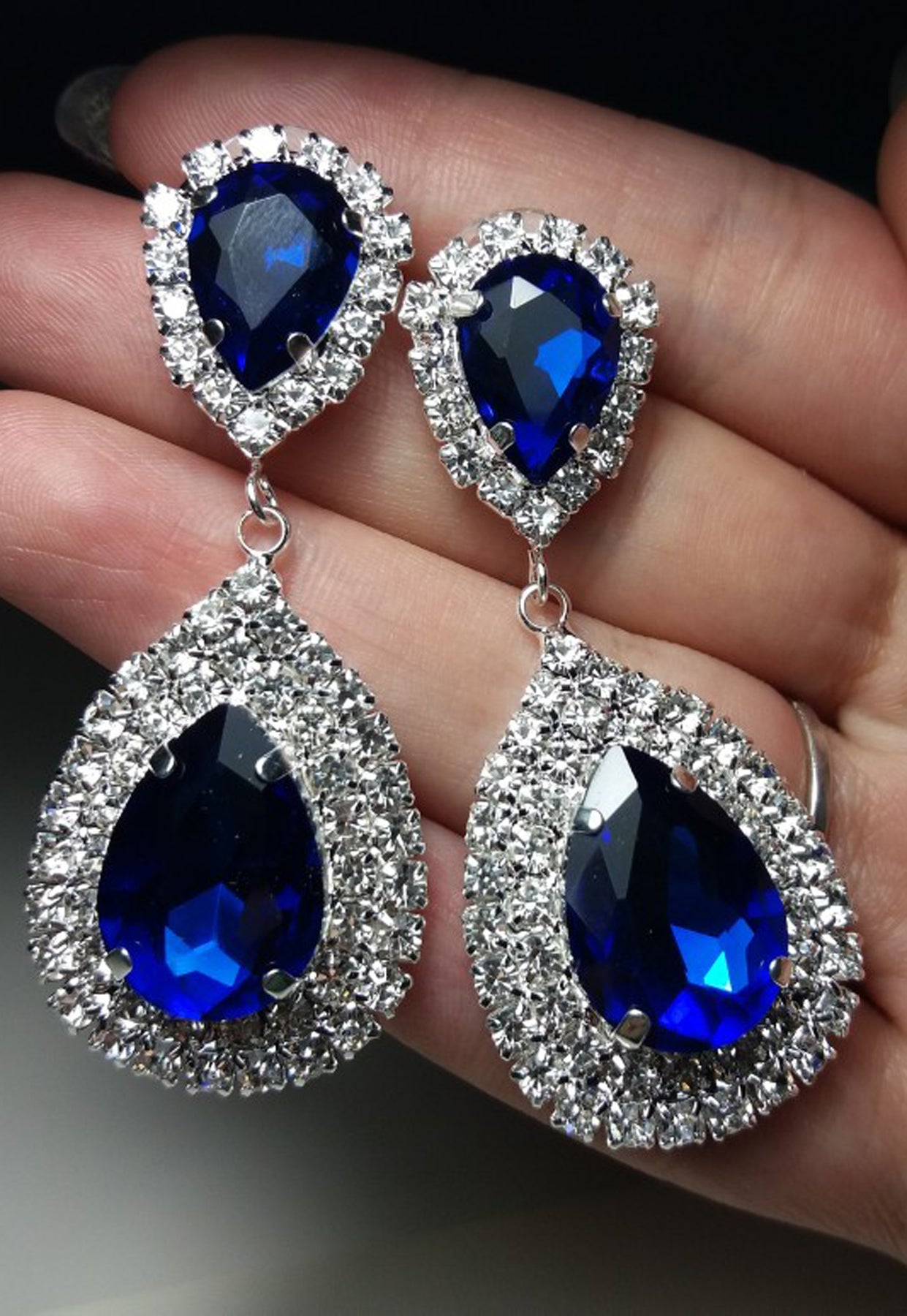 Mariana Fancy Crystal Dangle Teardrop Drop Stud Earrings – MyBodiArt