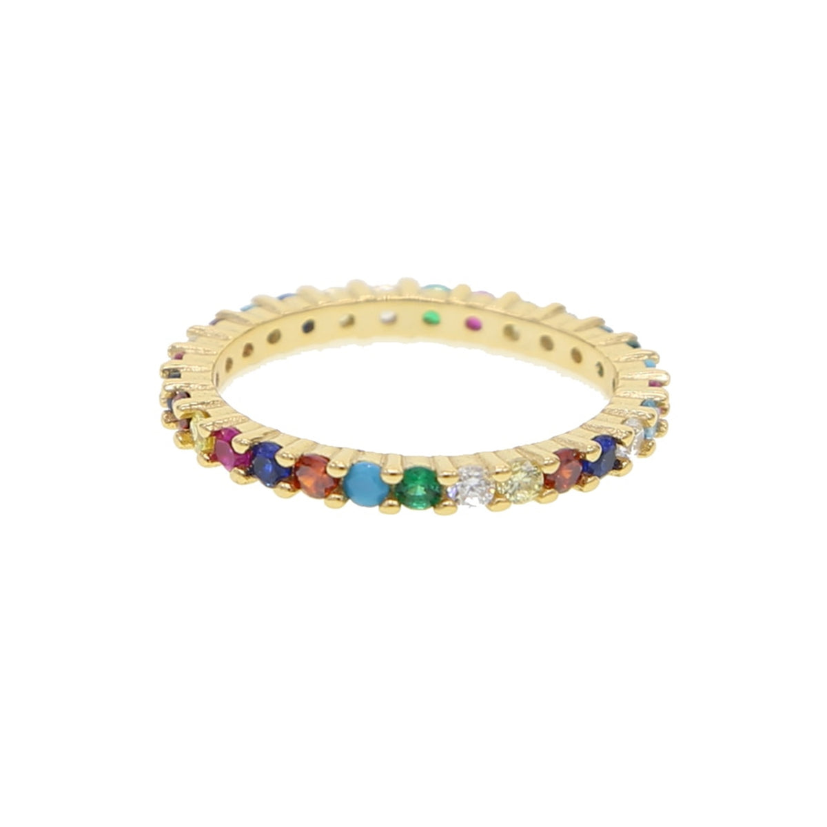 Shimmer Dainty Colored Rainbow Crystal Gemstone Pave Stackable Rings ...