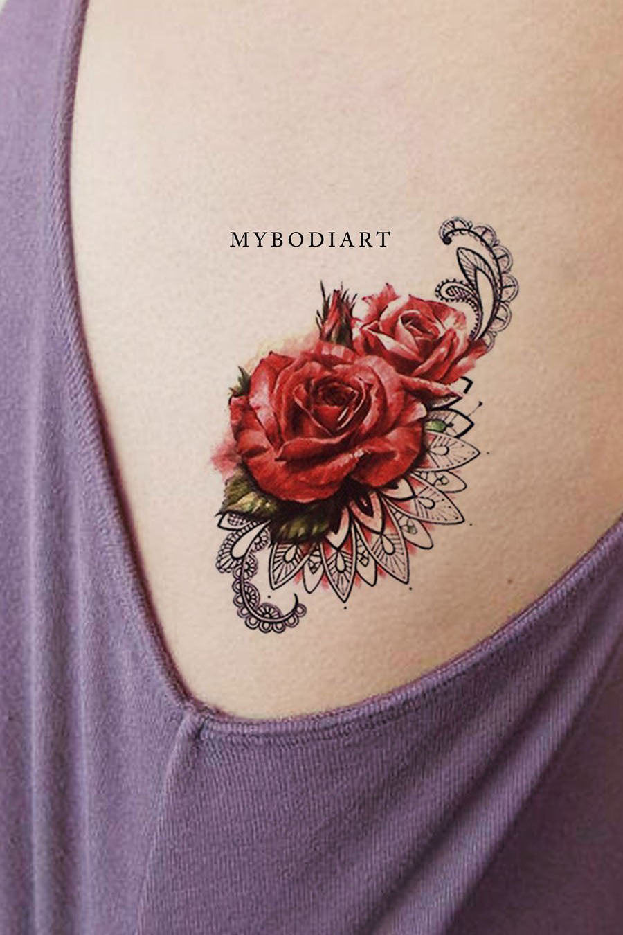 Chilam Watercolor Small Red & Black Rose Mandala Temporary Tattoos –  MyBodiArt