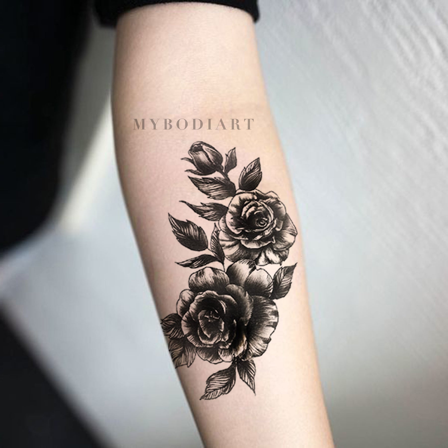 RenyTattoos  Black and Grey Floral Tattoos