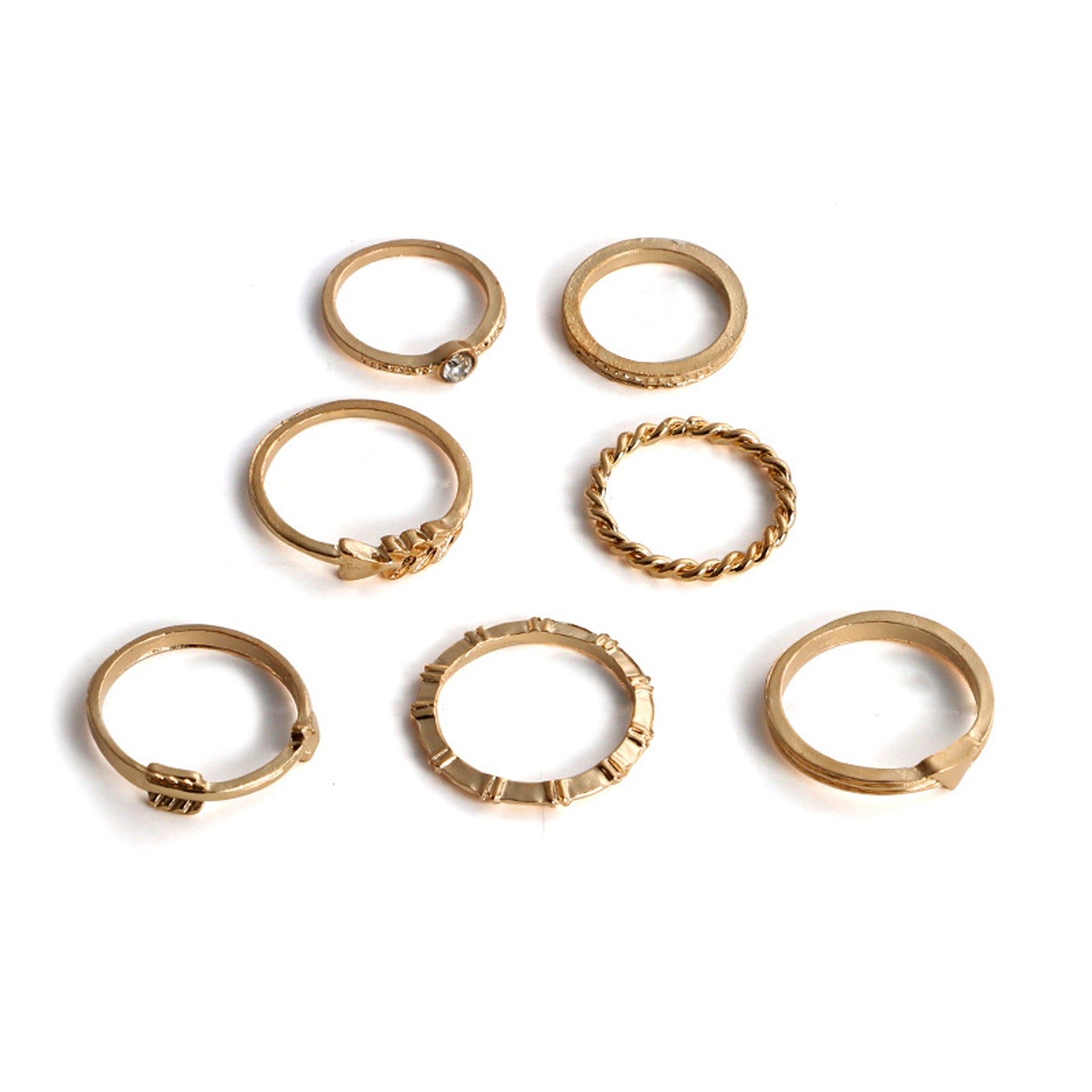 Alaina Cute Stackable Gold Arrow Midi Ring & Rings Set 7 Pieces – MyBodiArt