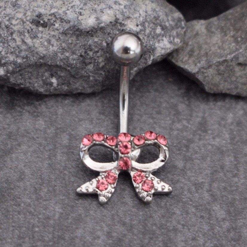 Bow Belly Bar, Belly Button Ring Stud, Belly Piercing – MyBodiArt