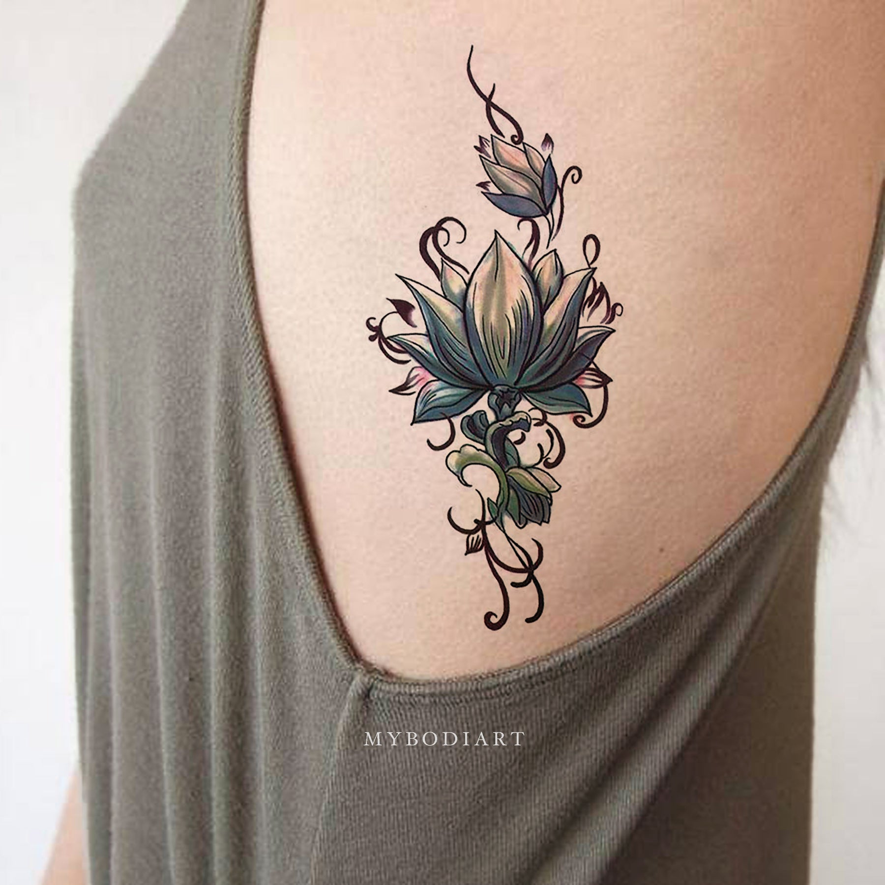 Lotus Plant Waterproof Temporary Tattoo Sticker Moon Arrow Hand Fake Tattoo  Child Body Art Man Woman - Temporary Tattoos - AliExpress