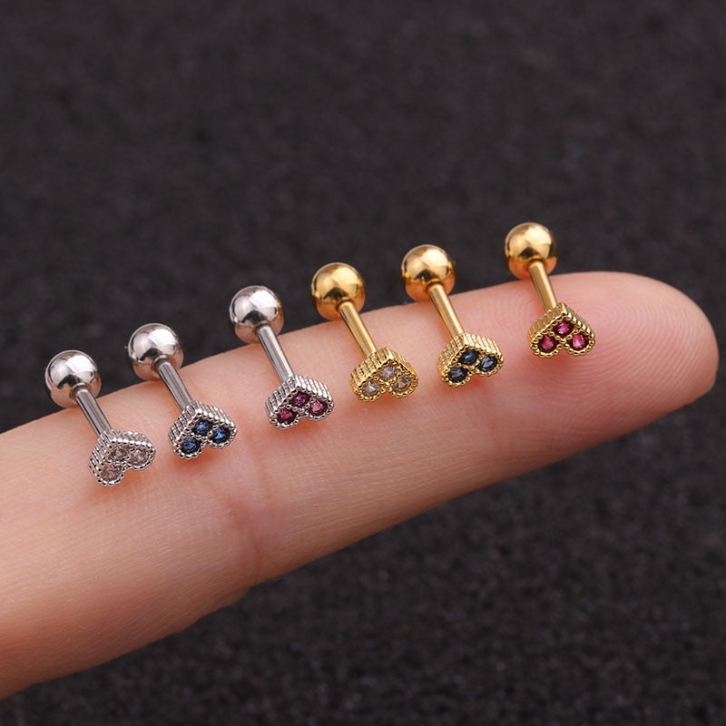 Ciel Cute Small Colorful Crystal Gold Ear Piercing Jewelry Earring Stu ...