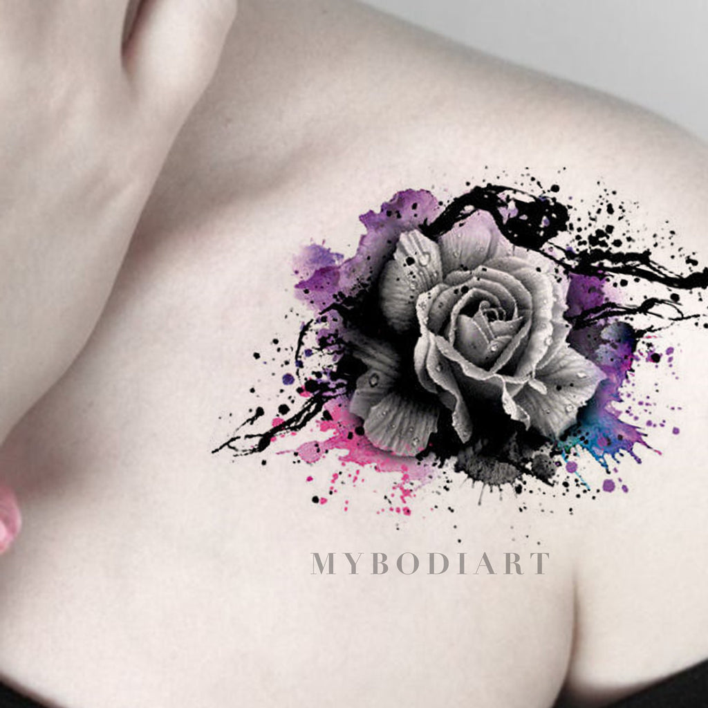 Red and black rose tattoo - Tattoogrid.net