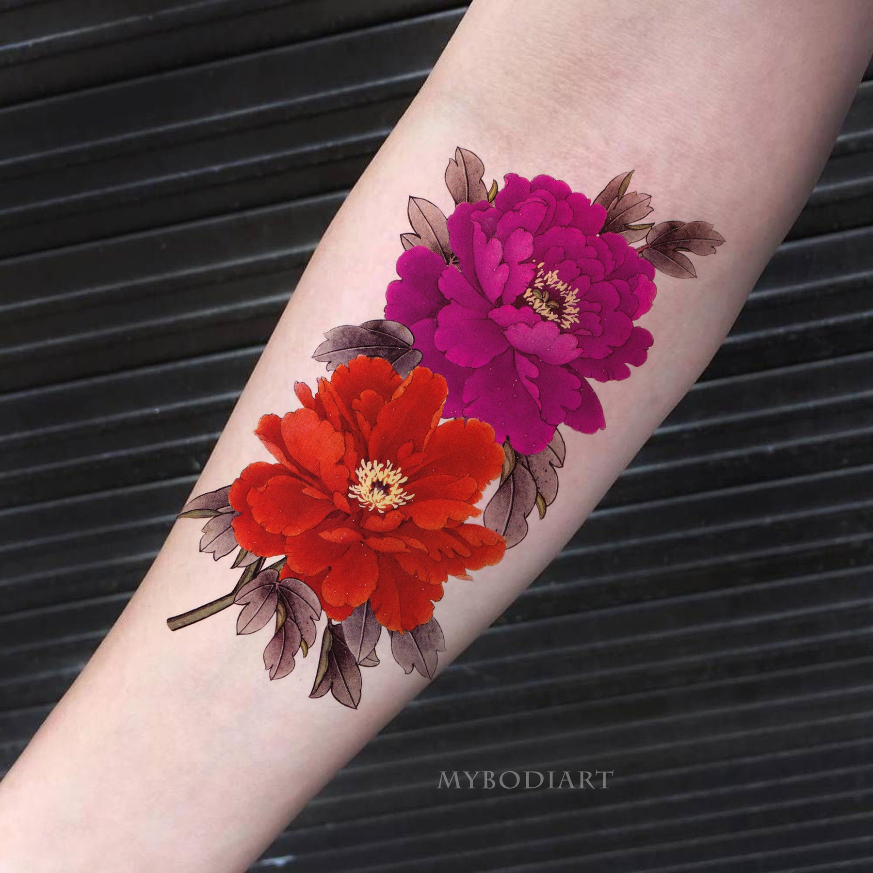 watercolor tattoo flower sleeve