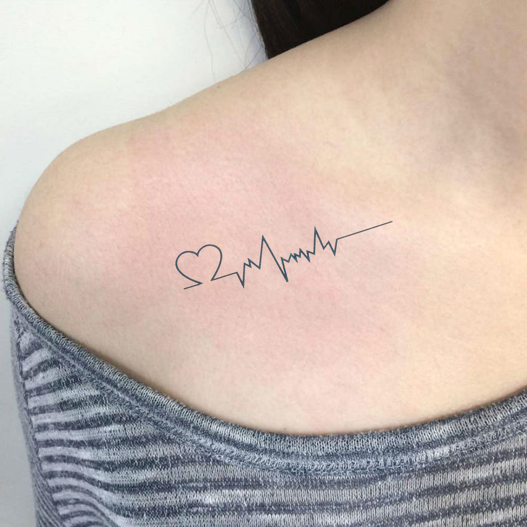 Umbilical cord until smooth line heart beat tattoo idea | TattoosAI